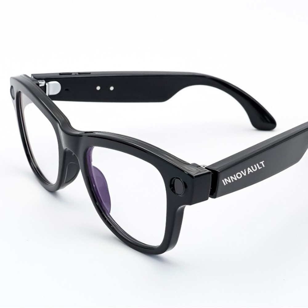 Innovault Black Smart Wearable Glasses (Plain with extra dark glass)